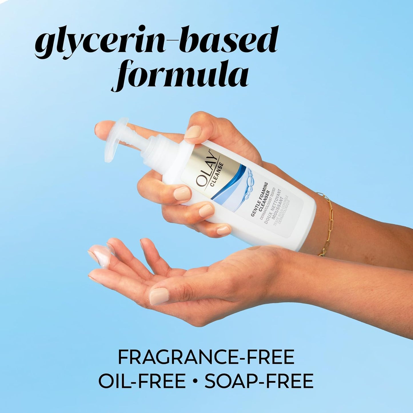 Olay Face Cleanser, Gentle Foaming Face Wash for Sensitive Skin - Fragrance-Free, Oil-Less, Soap-Free, Glycerin-Based Formula, Daily Cleansing without Irritation, 6.7 Oz - 3 Pack