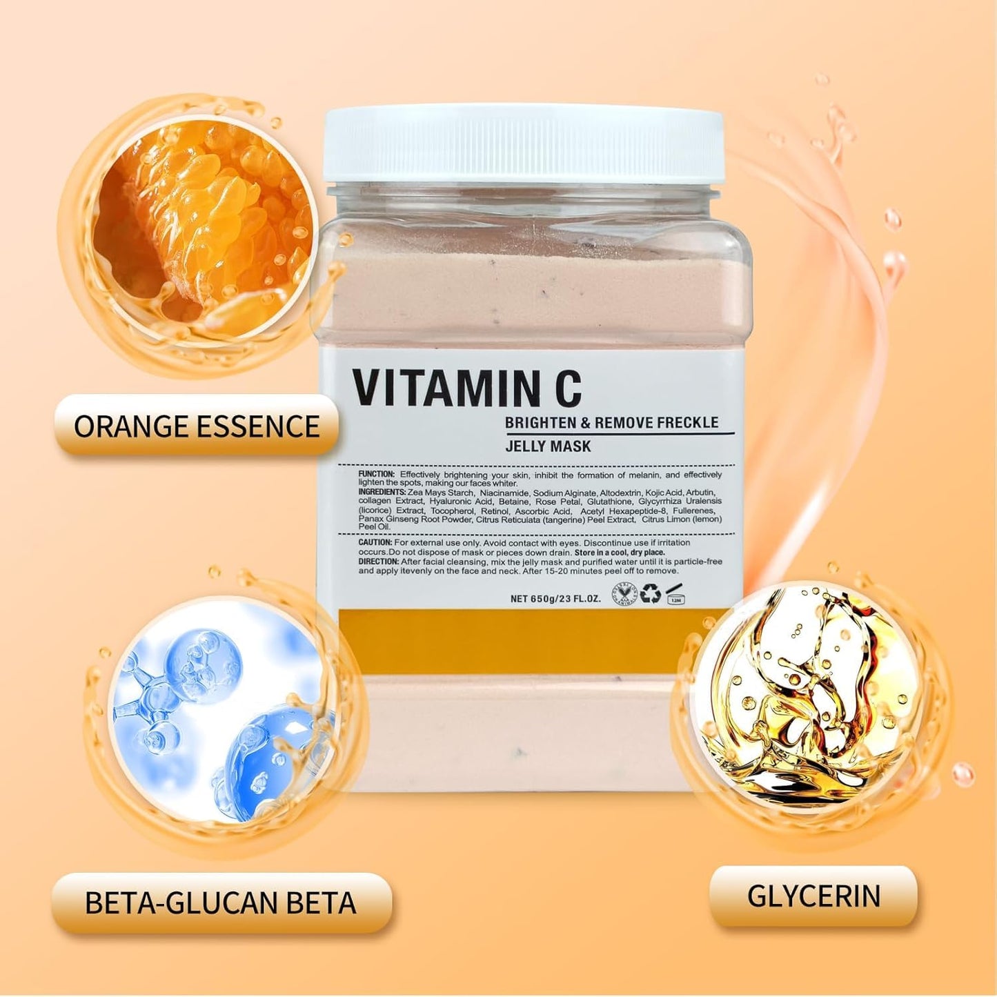 Jelly Mask for Facials Professional, Hydrating & Moisturizing Peel-Off Natural Gel Face Mask SkinCare, Professional Spa Use Jelly Face Masks, Deep Hydration & Glow 23 Fl Oz (VC)