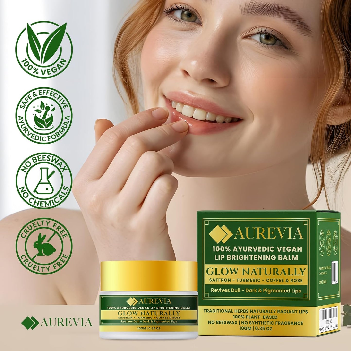 Vegan Ayurvedic Lip Balm – Naturally Lightens Dark Lips & Brightens Tones – Deeply Hydrating & Moisturizing for Dry, Chapped Lips – Plant-Based