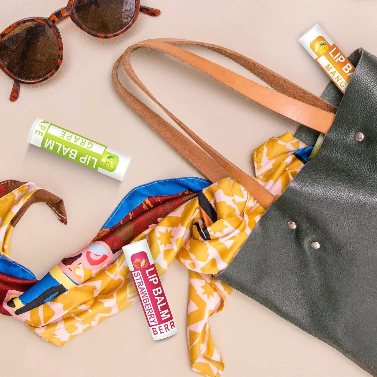 DMSKY 12 Pack Lip Balm, Natural Lip Balm Bulk with Vitamin E and Coconut Oil, Moisturizing Lip Balm for Dry Cracked Lips, Lip Balm for Stocking Stuffers - 12 Flavors