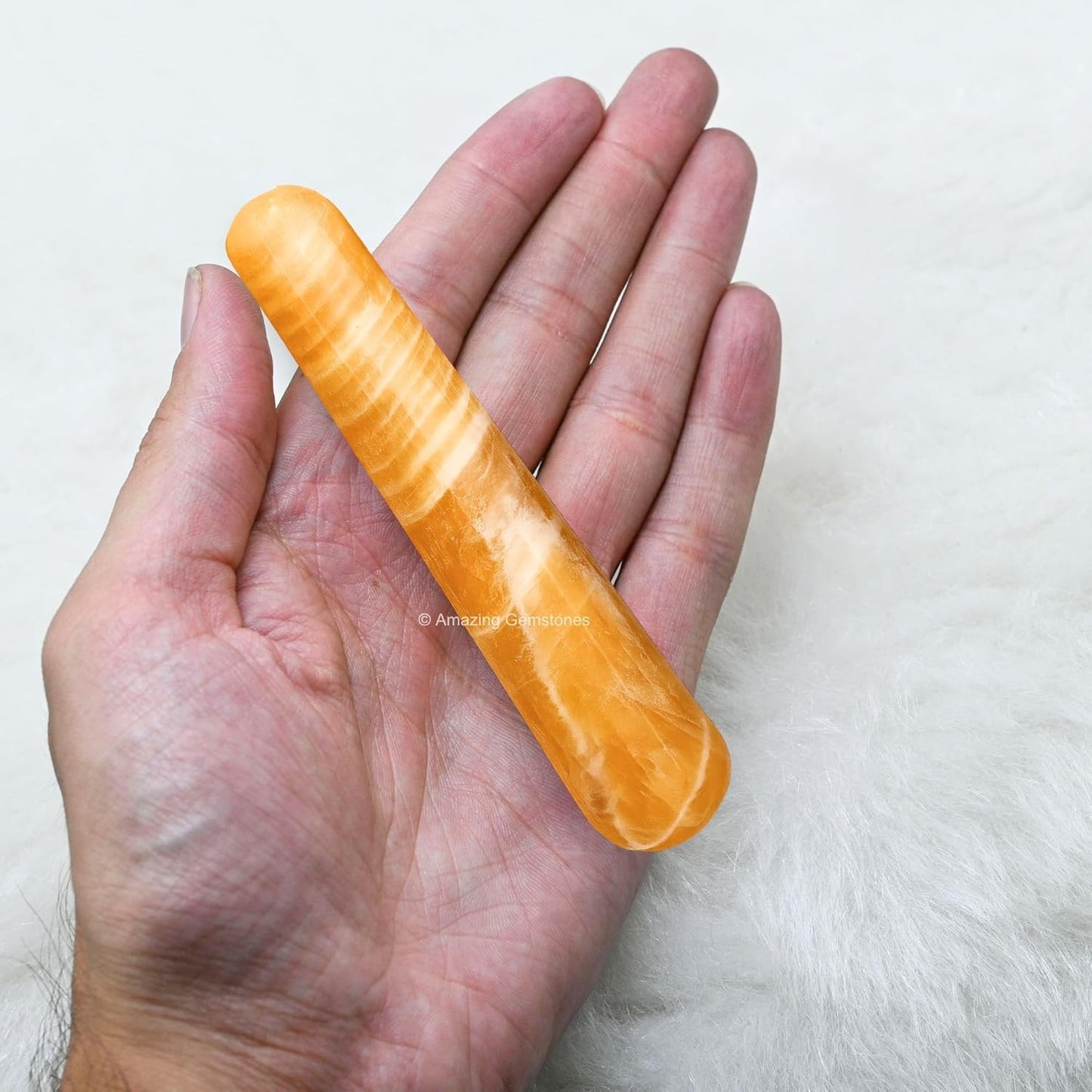 Yellow Calcite Crystal Wand Massage Stick - Pelvic Wand Gua Sha for Adults - Crystals and Healing Stones Massage Wands for Adults Gifts (Smooth)