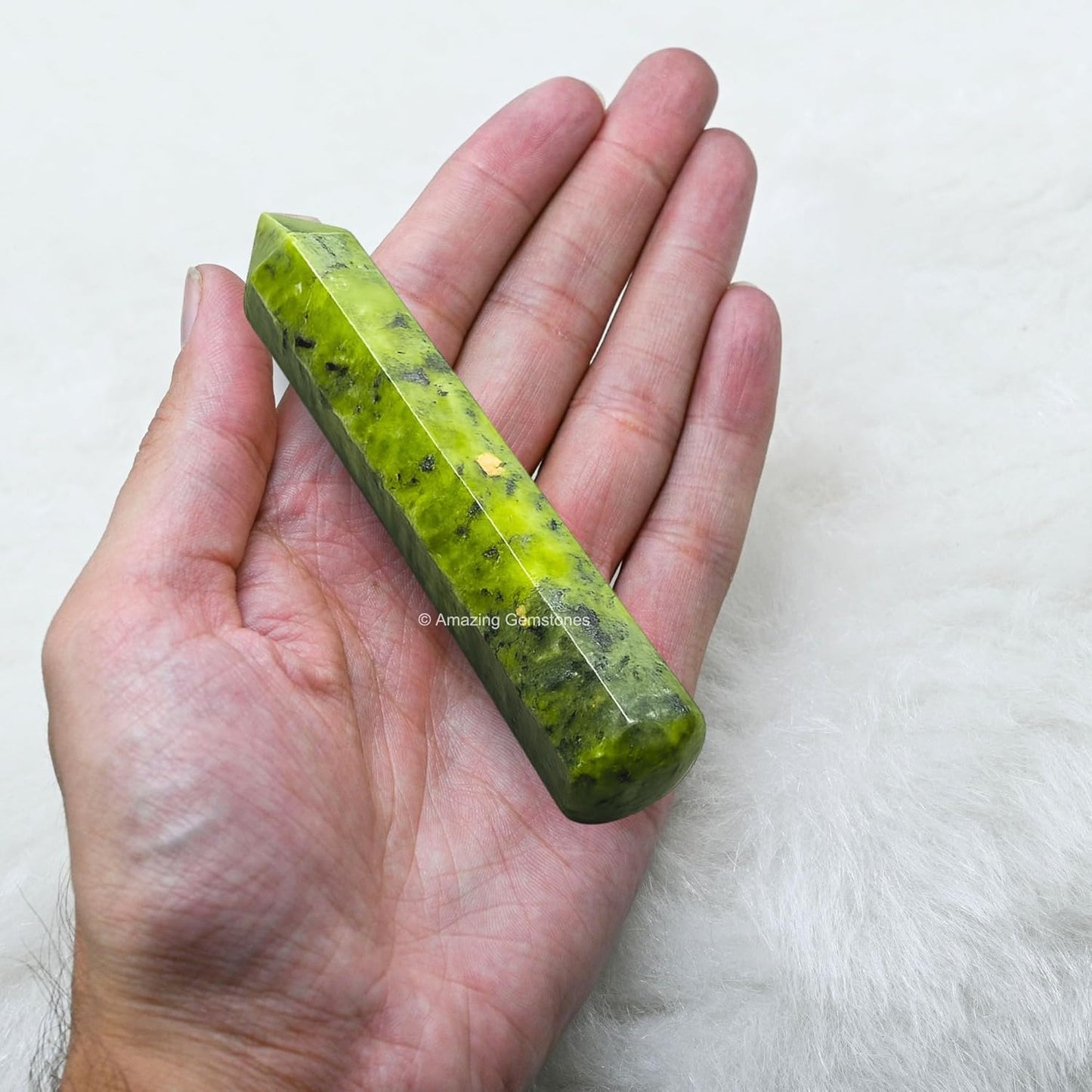 Amazing Gemstone Green Jade Crystal Wand Massage Stick - Pelvic Wand Gua Sha for Adults - Crystals and Healing Stones Massage Wands for Adults Gifts (Pointed)