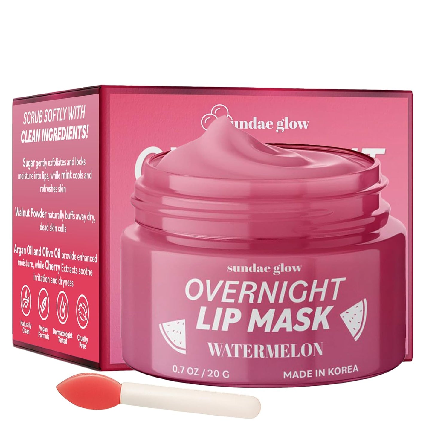 Lip Mask with Watermelon – Overnight Lip Repair, Intense Hydration & Smoothing – Dermatologist Tested, Korean Skin Care – 95% Natural, Clean Beauty, Cruelty-Free – 1 Pack