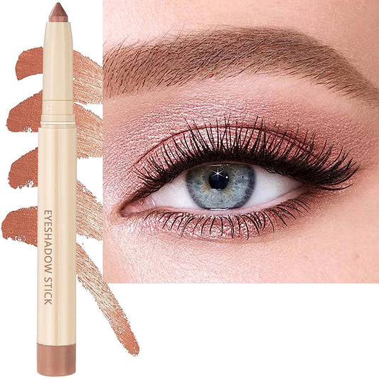 Rose Gold Eyeshadow Stick, Smooth Cream Shimmer Eyeshadow Pencil, Waterproof Long Lasting High Pigmented Hypoallergenic Eye Shadow Highlighter Stick Create Multi-Dimension Eyes Look(15# Rose Gold)