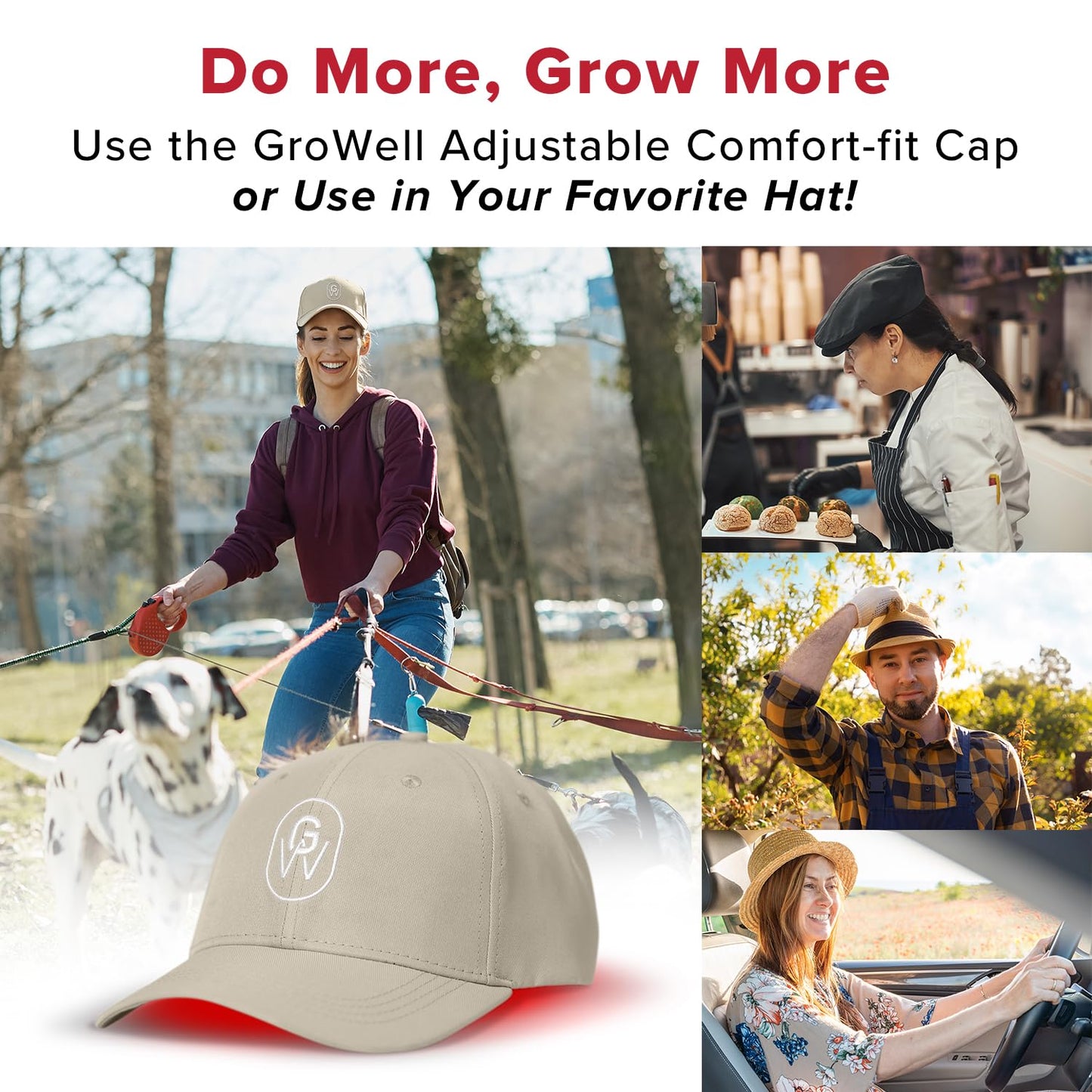 GroWell Red Light Therapy Hair Growth Cap – FDA Cleared Laser Treatment for Hair Regrowth and Reduced Shedding – LED & Laser Red Light Therapy Clinically Proven in Double-Blind Studies -Black