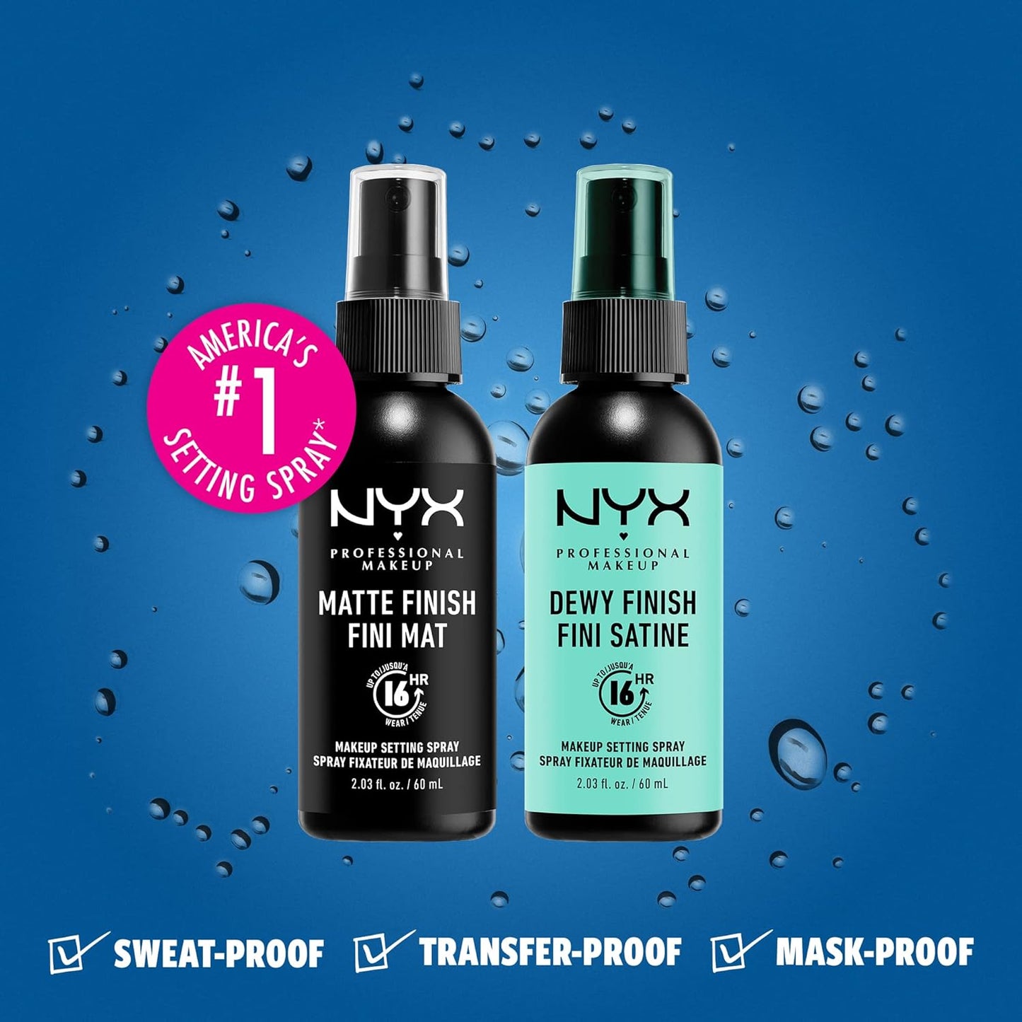 NYX PROFESSIONAL MAKEUP Makeup Setting Spray - Matte + Dewy Finish, Long-Lasting Face Mist for up to 16HR Wear, Vegan Formula (Pack Of 2)