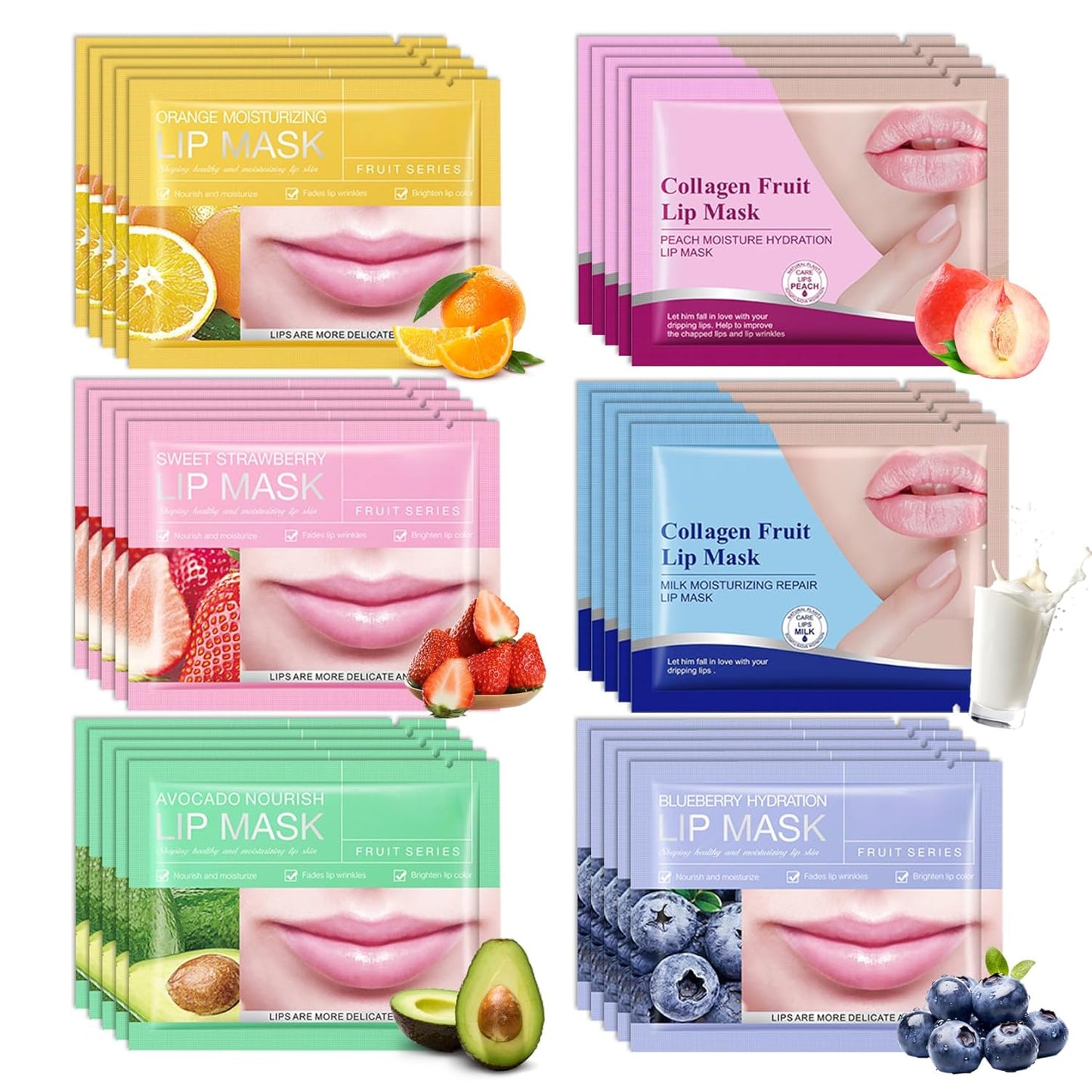 30PCS Hydrating Lip Mask,Overnight Lip Masks Bulk,Moisturizing Lip Patches Great for Dry Lips,Nourishing Lip Sleeping Mask Lip Care Kit for Women and Men