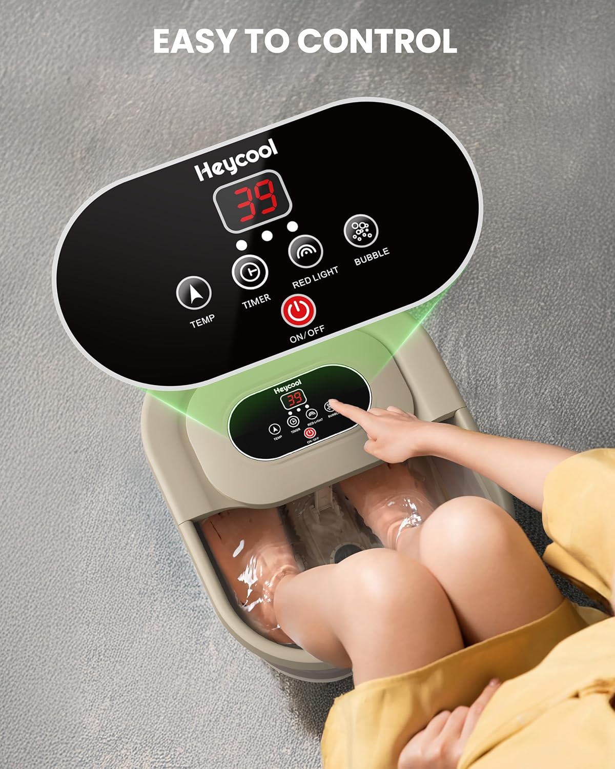 Collapsible Foot Spa with Heat, Bubble, Temperature Control, Foot Spa Bath Massager with 8 Massage Rollers, Pumice Stone, Pedicure Foot Bath for Relaxation,Stress Relief