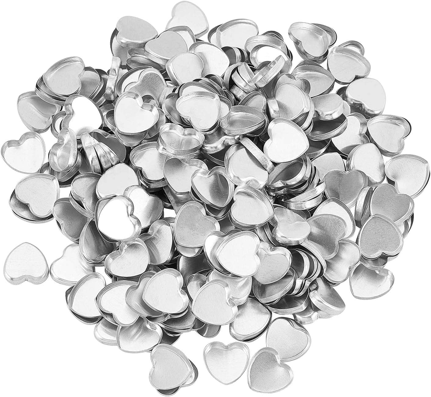 CHGCRAFT 300Pcs Empty Heart Metal Pans Size 19.5mm for Eyeshadow Palette Makeup Palette Sliver