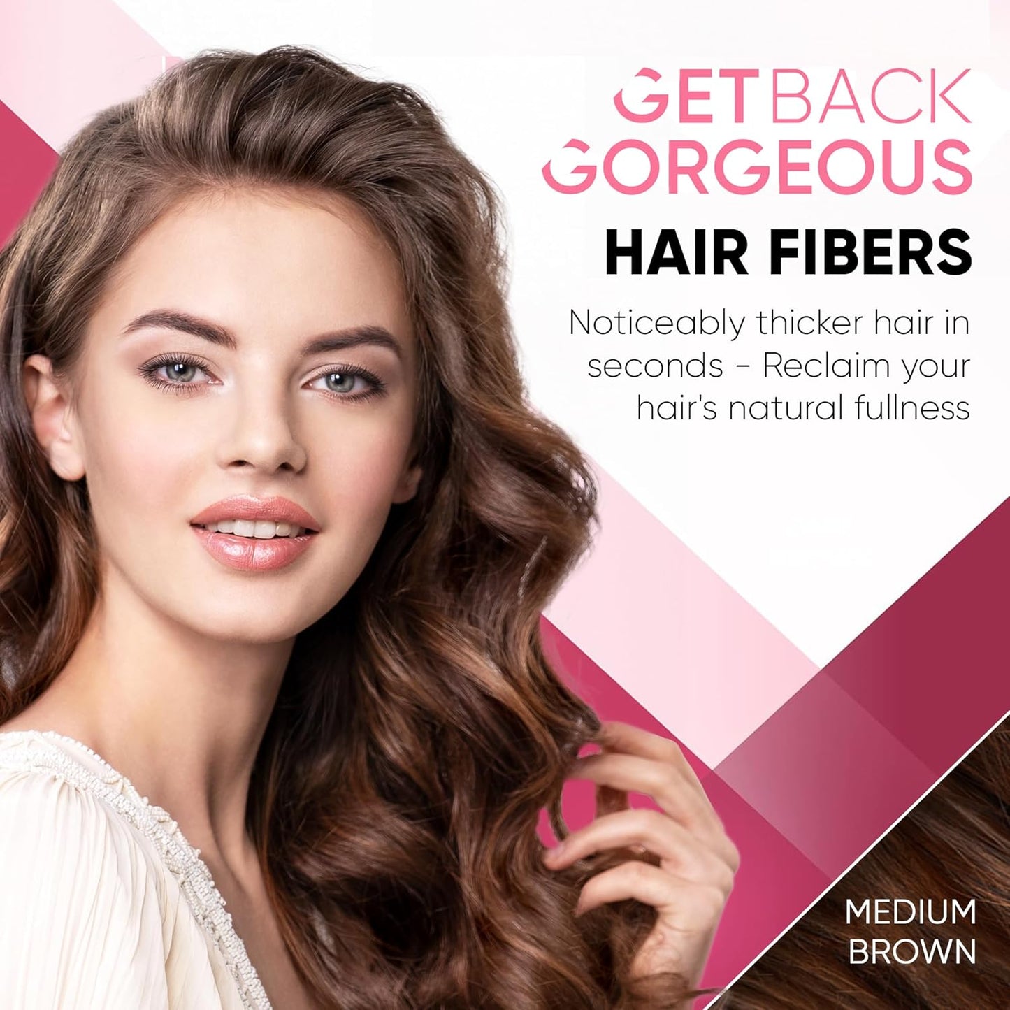 GBG Hair Fibers for Thinning Hair & Bald Spots (Medium Brown) - 25g Bottle - Conceals Hair Loss - Instant Cover Up & Volume in 30 Seconds, Hair Powder for Women & Men - Cruelty Free