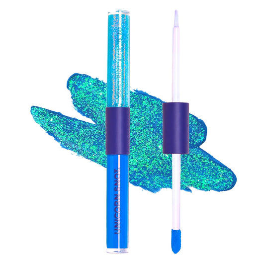 UNICORN SNOT Quiet Riot™ Plastic-Free Glitter Lip Duo | 2-in-1 Set w/Matte Lipstick & Sparkly Glitter Lip Gloss | Halloween Costume Makeup | 0.15oz Blue Lipstick & 0.16oz Gloss (Dream)