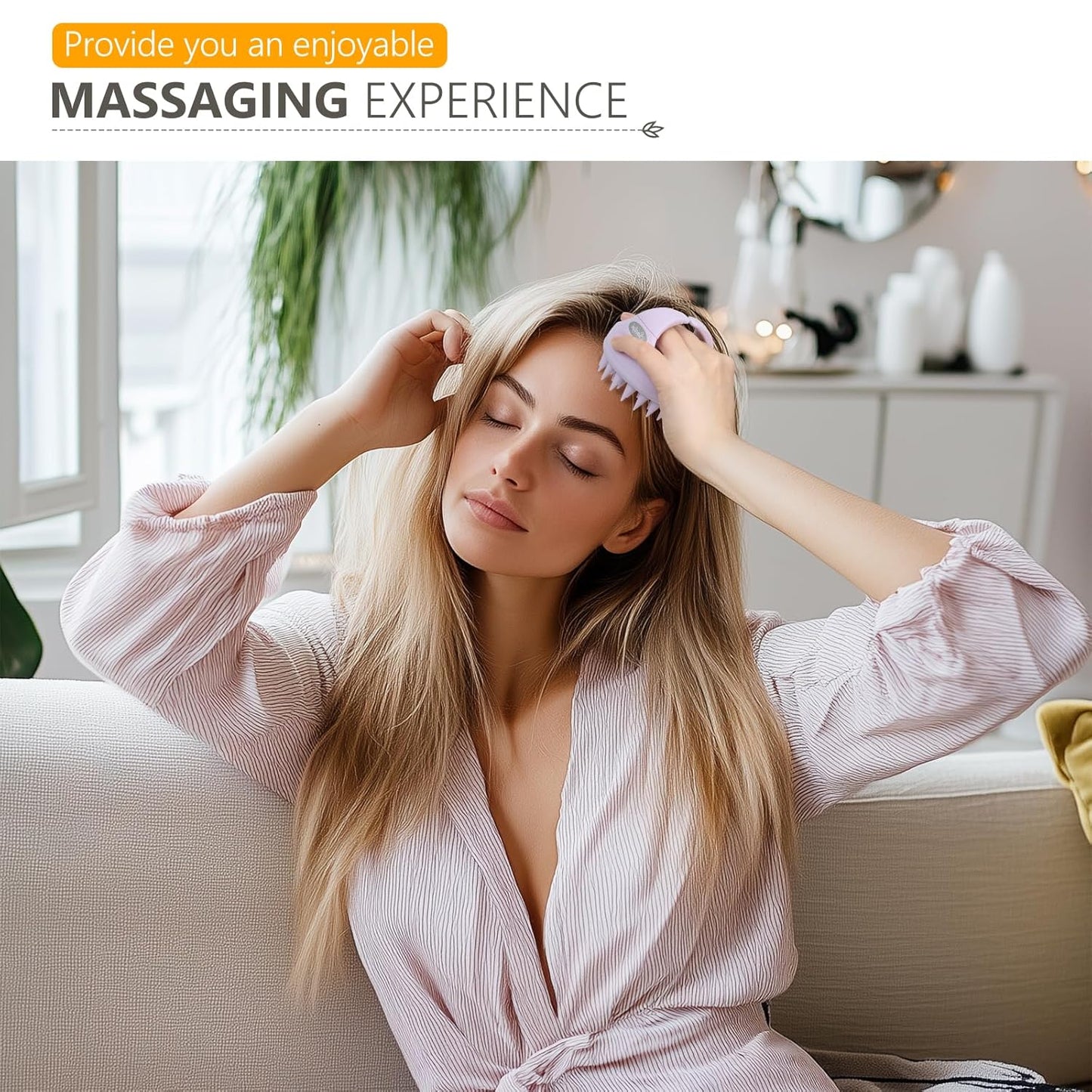 Sndyi Scalp Massager Shampoo Brush, Scalp Scrubber with Soft Silicone Bristles, Scalp Exfoliator for Dandruff Removal, Scalp Massager for Hair Growth, Wet Dry Hair Brush for Scalp Care, Taro Purple