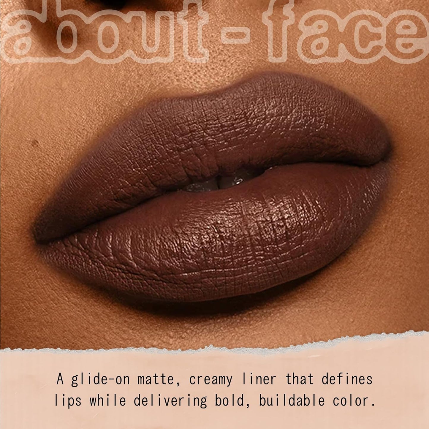 about-face Matte Fix Lip Pencil Smoked – Long-Wear, Creamy Matte Lip Liner with Hyaluronic Acid & Vitamins C & E – Vegan, Cruelty-Free, Clean Beauty – 0.042 oz (Plum Brown)