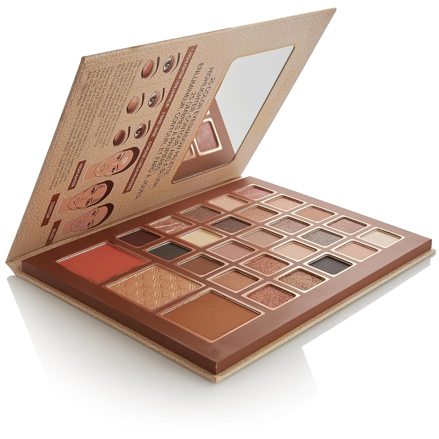 Bellapierre Nude Face & Eye Book Palette | 25 Eyeshadow Shades with Blush, Bronzer, & Highlighter | Non-Toxic & Paraben Free | Vegan & Cruelty-Free