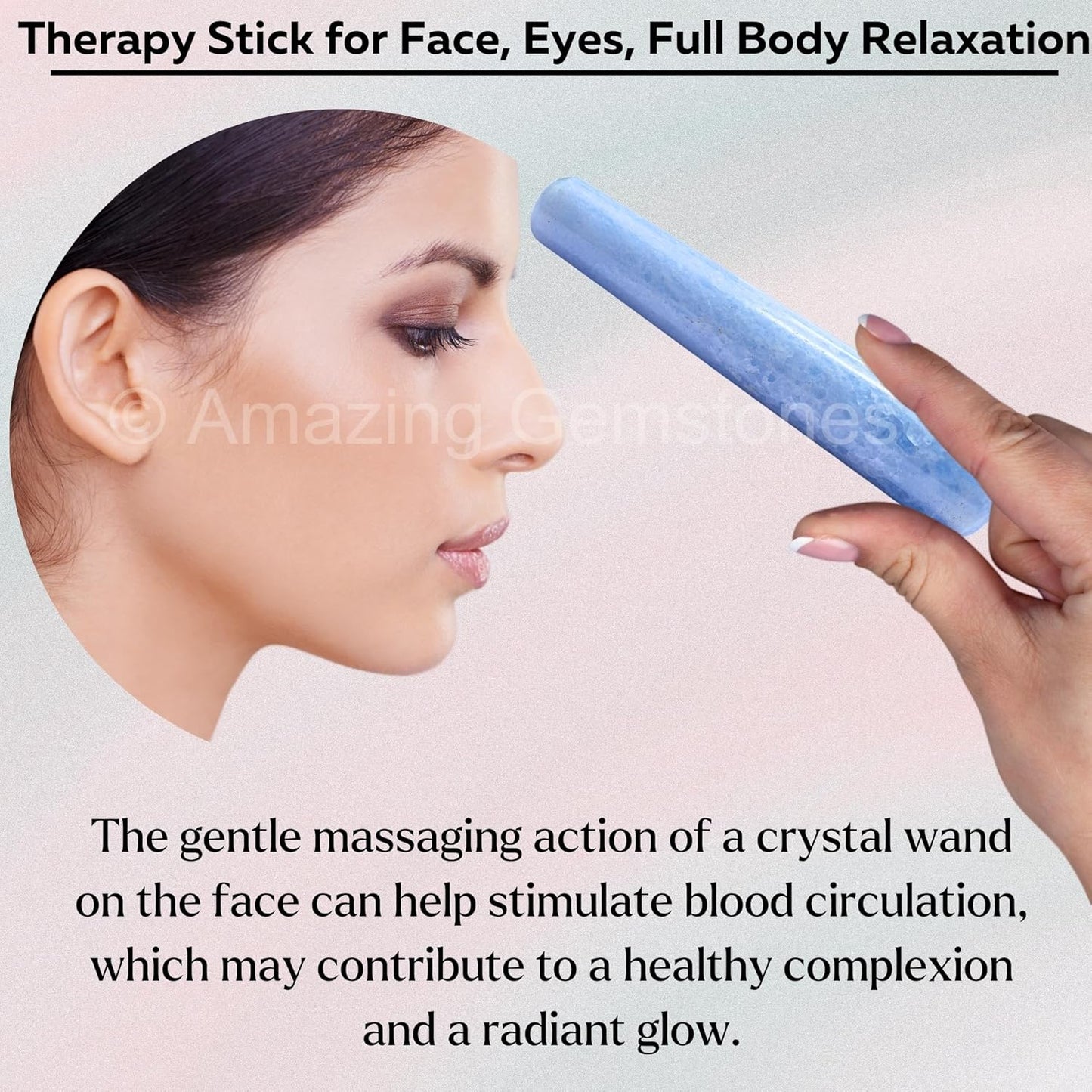 Amazing Gemstone Blue Calcite Crystal Wand Massage Stick - Pelvic Wand Gua Sha for Adults - Crystals and Healing Stones Massage Wands for Adults Gifts (Smooth)