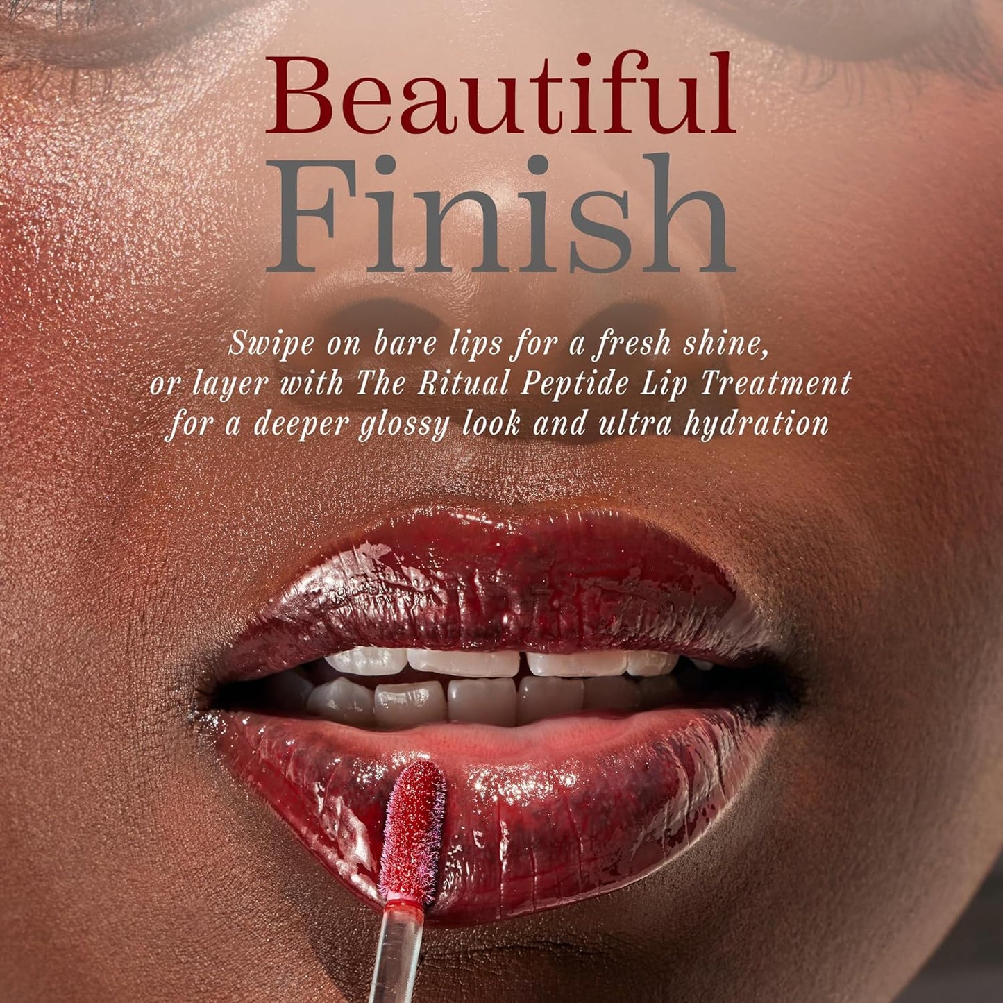 Côte Beauty's Tempted Peptide Lip Shine, Ultra Hydrating & Long-Lasting Warm Berry Plumping Lip Gloss for Women with Hyaluronic Acid, Shea Butter & Jojoba Oil, Vegan & Cruelty-Free, 0.12 Fl Oz